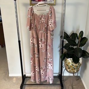 NWT Floral Square Neck Ruffles midi dress with pockets - size 18